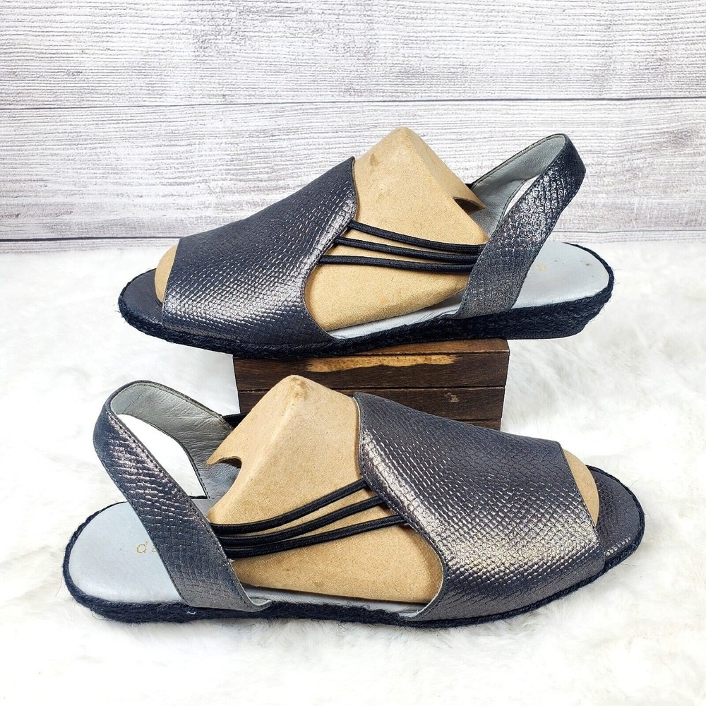 David Tate Womens June Leather Metallic Slingback Sandals Shoes - Picture 6 of 9